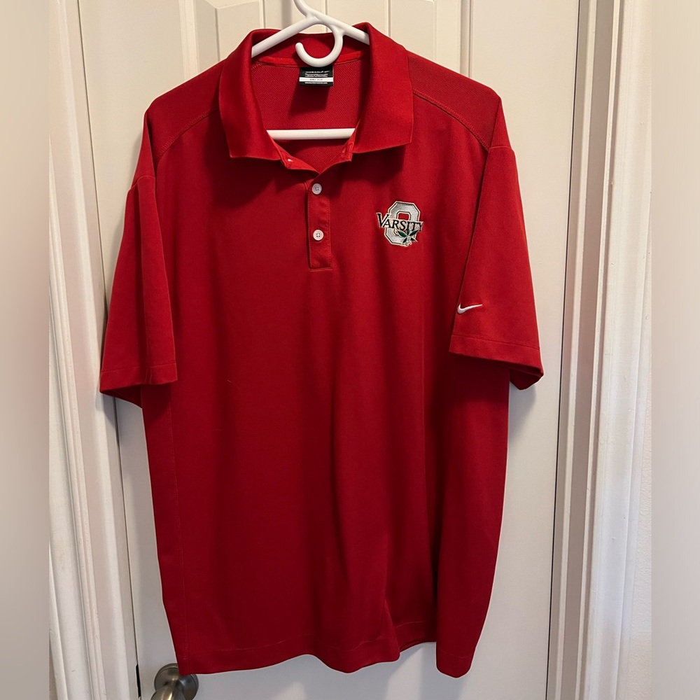 Ohio State Nike Red Polo Shirt with Varsity Logo